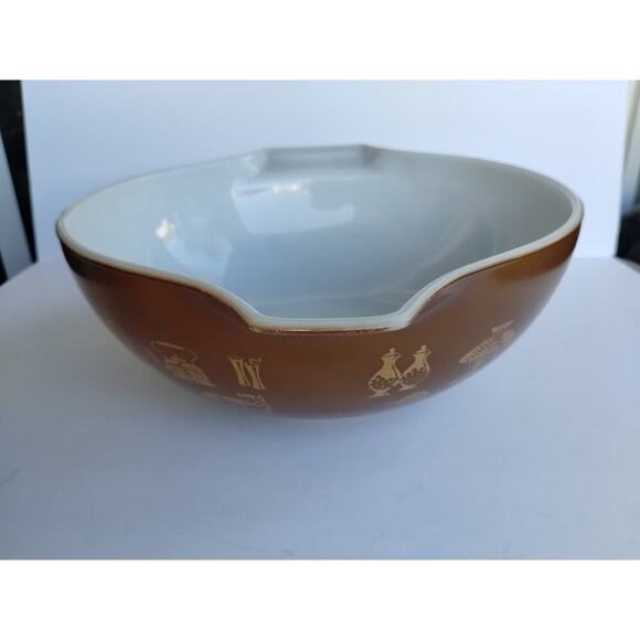 Pyrex Vintage 444 Brown Gold Cinderella 4Qt Mixing Bowl Early American - Picture 4 of 16